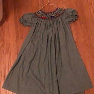 Girls Rosalina green gingham smocked dress